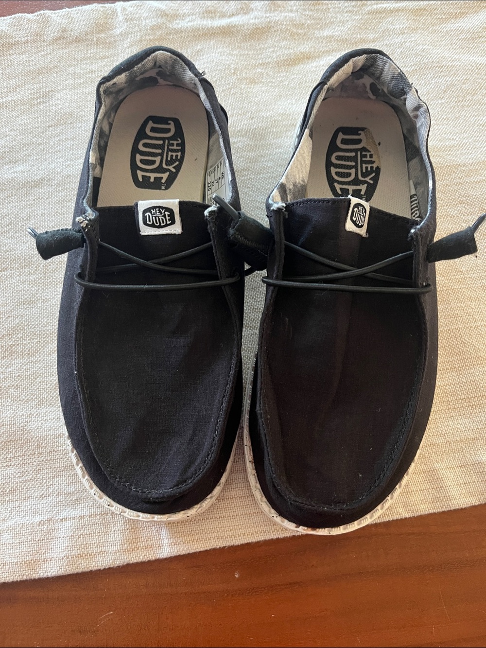 Hey Dude Black Canvas Slip-On Loafers